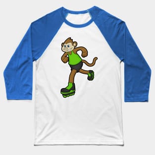 Monkey as Skater with Inline skates Baseball T-Shirt